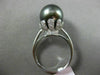 ESTATE LARGE .38CT DIAMOND 18KT WHITE GOLD TAHITIAN PEARL FLOWER SOLITARE RING