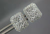 ESTATE LARGE .79CT DIAMOND 14KT WHITE GOLD 3D CLUSTER RECTANGULAR STUD EARRINGS
