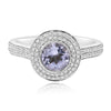 1.14CT DIAMOND & AAA AMETHYST 18KT WHITE GOLD DOUBLE HALO BEZEL ENGAGEMENT RING