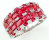 4.60CT DIAMOND & AAA RUBY 14K WHITE GOLD OVAL & ROUND MULTI ROW ANNIVERSARY RING