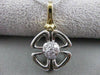 ESTATE DIAMOND 14K WHITE YELLOW GOLD FOUR LEAF CLOVER FLOWER PENDANT FG VS #1424
