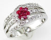 ESTATE .80CT DIAMOND & AAA RUBY 14KT WHITE GOLD MULTI ROW FLOWER FUN LOVE RING