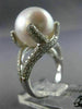ESTATE LARGE .90CT DIAMOND & AAA SOUTH SEA PEARL 18KT WHITE GOLD ENGAGEMENT RING