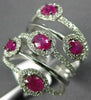 ESTATE LARGE 1.65CT DIAMOND & AAA RUBY 14K WHITE GOLD MULTI ROW ANNIVERSARY RING