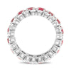 LARGE 10.63CT DIAMOND & AAA RUBY 18KT WHITE GOLD OVAL ETERNITY ANNIVERSARY RING