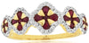 ESTATE .82CT DIAMOND & AAA RUBY 14KT YELLOW GOLD 3D MULTI FLOWER FUN RING
