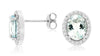 2.48CT DIAMOND & AAA AQUAMRINE 14K WHITE GOLD OVAL & ROUND CLASSIC STUD EARRINGS