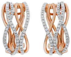 WIDE .58CT DIAMOND 14K ROSE GOLD 3D DOUBLE INFINITY CRISS CROSS HANGING EARRINGS