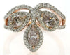 LARGE 1.44CT WHITE & PINK DIAMOND 18KT WHITE & ROSE GOLD MARQUISE CROWN FUN RING