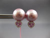 .37CT DIAMOND & AAA PINK SAPPHIRE & PINK SOUTH SEA PEARL 14K WHITE GOLD EARRINGS