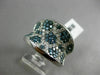 ESTATE LARGE 2.86CT WHITE & BLUE DIAMOND 14K WHITE GOLD 3D MULTI FLOWER FUN RING