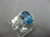 LARGE 4.05CT DIAMOND & AAA BLUE ZIRCON 14KT WHITE GOLD OVAL HALO ENGAGEMENT RING