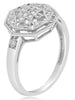 ESTATE WIDE .11CT DIAMOND 14KT WHITE GOLD 3D OCTAGON OPEN FILIGREE STAR FUN RING
