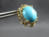 LARGE .25CT DIAMOND & AAA TURQUOISE 14K YELLOW GOLD 3D OVAL STUD EARRINGS #27843