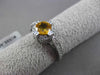 ANTIQUE .96CT DIAMOND & CITRINE 14KT WHITE GOLD HALO 3D FILIGREE ENGAGEMENT RING