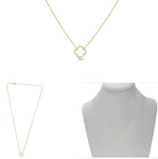 .08CT DIAMOND 14KT YELLOW GOLD 3D CLASSIC OPEN FLOWER ADJUSTABLE LOVE NECKLACE