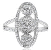 ESTATE WIDE .67CT DIAMOND 14KT WHITE GOLD 3D FLORAL OVAL FUN RING