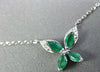 ESTATE .38CT DIAMOND & AAA EMERALD 14KT WHITE GOLD 3D BUTTERFLY LOVE NECKLACE