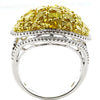 EXTRA LARGE 5.03CT WHITE & FANCY YELLOW DIAMOND 18K 2 TONE GOLD MULTI SHAPE RING