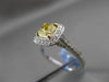 ESTATE 1.06CT GIA FANCY YELLOW DIAMOND 18KT WHITE GOLD HALO 3D ENGAGEMENT RING
