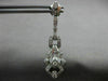 ESTATE LONG 1.13CT DIAMOND 14KT WHITE GOLD OPEN FILIGREE FLOWER HANGING EARRINGS