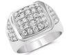 LARGE 2.21CT DIAMOND 14KT WHITE GOLD 3D MULTI ROW SQUARE TRIANGULAR MEN'S RING