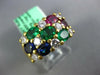 WIDE 2.91CT DIAMOND & AAA RUBY & SAPPHIRE & EMERALD 18KT YELLOW GOLD 3D FUN RING