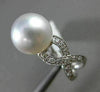 ESTATE LARGE .21CT DIAMOND 18KT WHITE GOLD 3D AAA SOUTH SEA PEARL SOLITAIRE RING