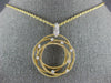 ESTATE LARGE .18CT DIAMOND 18KT 2 TONE GOLD CIRCULAR FLOWER ETOILE MESH PENDANT