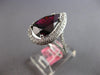 LARGE 7.16CT DIAMOND & AAA RHODOLITE 18KT WHITE GOLD PEAR SHAPE ENGAGEMENT RING