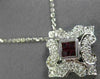 ANTIQUE .56CT DIAMOND & AAA RUBY 18K WHITE GOLD 3D SQUARE FILIGREE PENDANT #9375