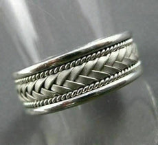 ESTATE WIDE 14K WHITE GOLD FILIGREE ROPE DESIGN MENS WEDDING RING BEAUTIFUL 1210