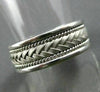 ESTATE WIDE 14K WHITE GOLD FILIGREE ROPE DESIGN MENS WEDDING RING BEAUTIFUL 1210