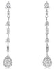 1.60CT DIAMOND 14K WHITE GOLD ROUND & BAGUETTE HALO BY THE YARD HANGING EARRINGS