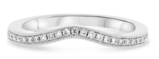 ESTATE .25CT DIAMOND 14KT WHITE GOLD FILIGREE MILGRAIN V SHAPE ANNIVERSARY RING