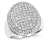ESTATE LARGE 1.66CT DIAMOND 14K WHITE GOLD MULTI ROW PAVE OVAL CLASSIC MENS RING