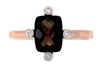 ESTATE 1.41CT DIAMOND & AAA SMOKY TOPAZ 14KT ROSE GOLD CUSHION & ROUND FUN RING