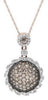 LARGE 1.47CT WHITE & CHOCOLATE FANCY DIAMOND 14KT WHITE GOLD 3D CIRCULAR PENDANT