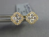ESTATE .46CT DIAMOND 18KT YELLOW GOLD 4 LEAF CLOVER SQUARE FLOWER STUD EARRINGS