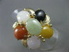 ESTATE WIDE 10.0CT JADE AMBER ONYX & CARNELIAN 14KT YELLOW GOLD FLOWER RING 2775