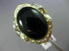 ESTATE EXTRA LARGE .24CT DIAMOND & AAA ONYX 14KT YELLOW GOLD 3D FLOWER FUN RING