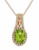 ESTATE 1.49CT DIAMOND & AAA PERIDOT 14KT ROSE GOLD 3D OVAL & ROUND HALO PENDANT