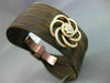 ESTATE LARGE .85CT DIAMOND 18KT GOLD & STAINLESS STEEL 3D FLOWER BANGLE BRACELET