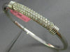 ESTATE 1.15CT DIAMOND 14KT WHITE GOLD 3D CLASSIC MULTI ROW PAVE BANGLE BRACELET