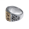 LARGE .01CT DIAMOND 18KT YELLOW GOLD & 925 SILVER 3D FILIGREE RECTANGULAR RING