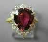 3.55CT DIAMOND & AAA PINK TOURMALINE 14K 2 TONE GOLD PEAR SHAPE ENGAGEMENT RING