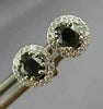 ESTATE .98CT WHITE & BLACK DIAMOND 18KT WHITE GOLD 3D HALO ROUND STUD EARRINGS