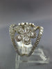 ESTATE LARGE 1.80CT DIAMOND 18K WHITE GOLD ROUND & PEAR SHAPE DOUBLE FLOWER RING