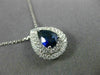 ESTATE LARGE 1.70CT DIAMOND & AAA SAPPHIRE 18K WHITE GOLD TEAR DROP HALO PENDANT