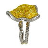 EXTRA LARGE 8.24CT WHITE & FANCY YELLOW DIAMOND 18K 2 TONE GOLD MULTI SHAPE RING